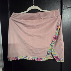 Stella Parker Pink Golf Skirt with Floral Trim